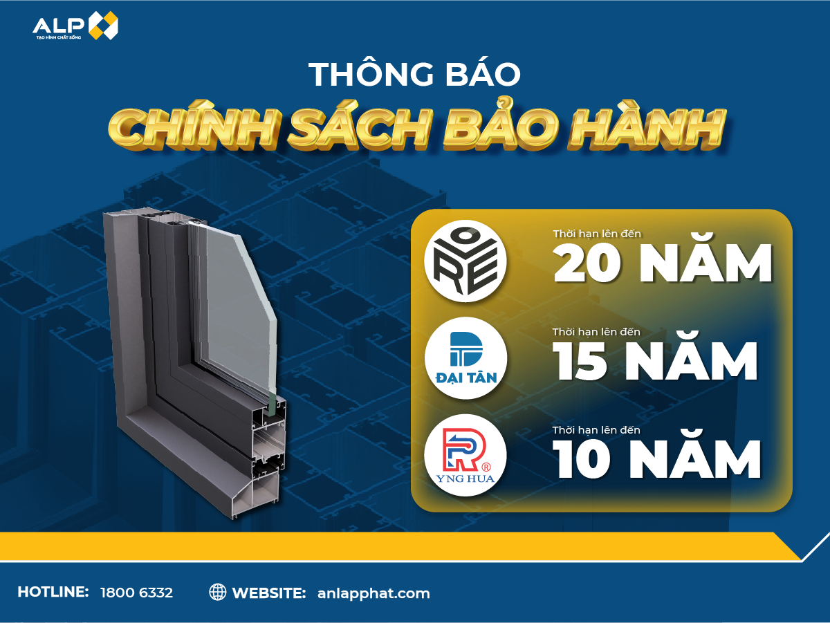 THÔNG BÁO CHÍNH SÁCH BẢO HÀNH MỚI NHẤT DÀNH CHO CÁC THƯƠNG HIỆU NHÔM THANH ĐỊNH HÌNH THUỘC AN LẬP PHÁT