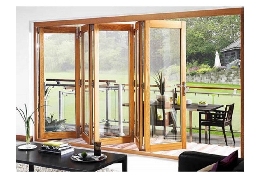 Cửa nhôm vân gỗ 4 cánh