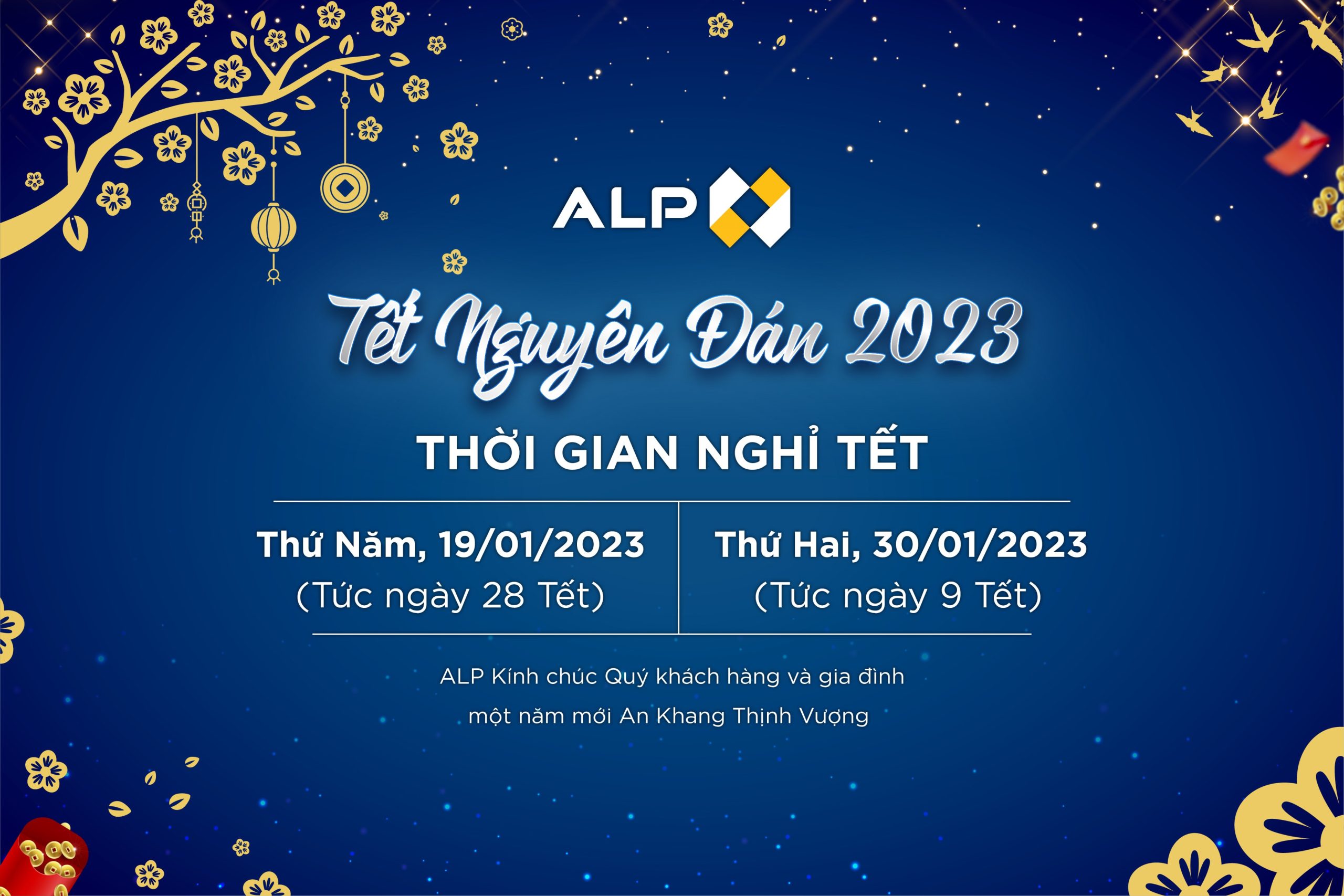 THÔNG BÁO LỊCH NGHỈ TẾT NGUYÊN ĐÁN QUÝ MÃO 2023