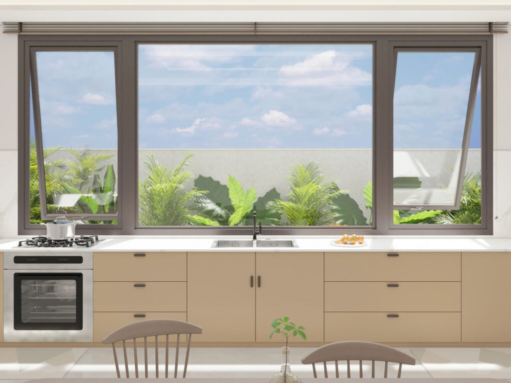 Một căn bếp thoáng mát, sáng sủa sẽ giúp cho bữa ăn của gia đình thêm ấm cúng